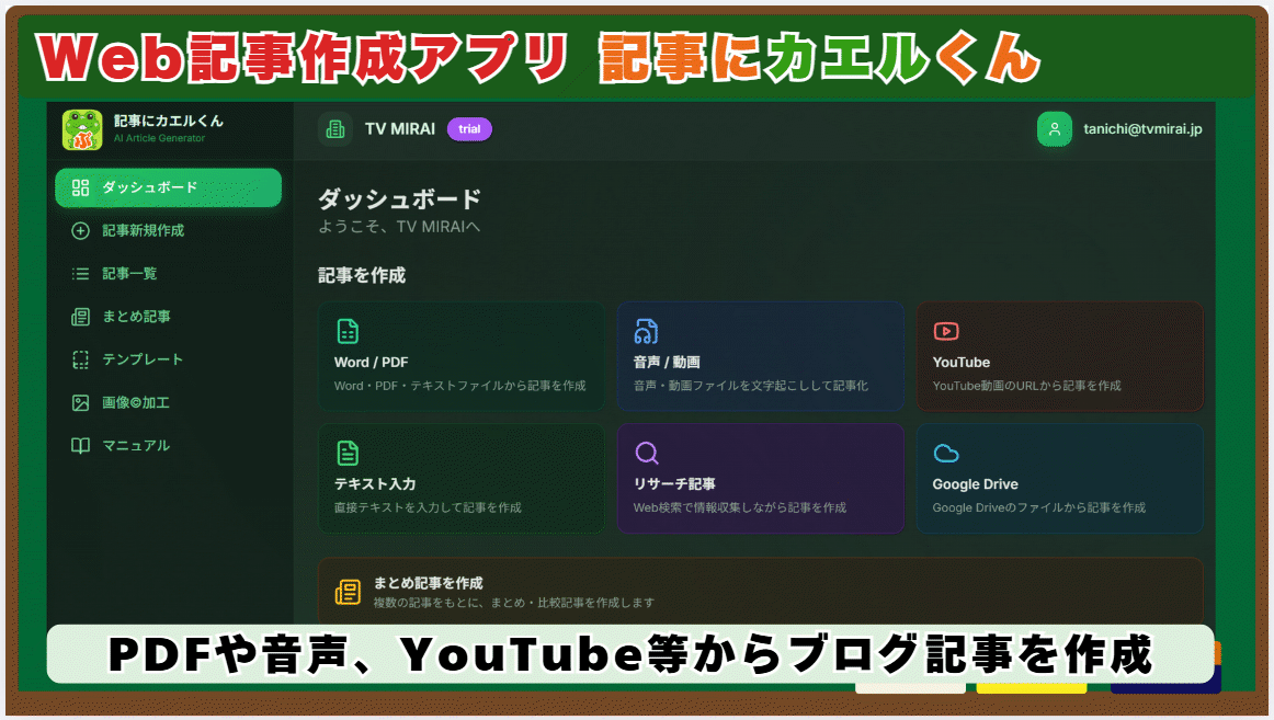 記事にカエルくん - AI自動ブログ記事作成ツール
